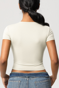 Women's Cropped Solid Round-necked T-shirt
