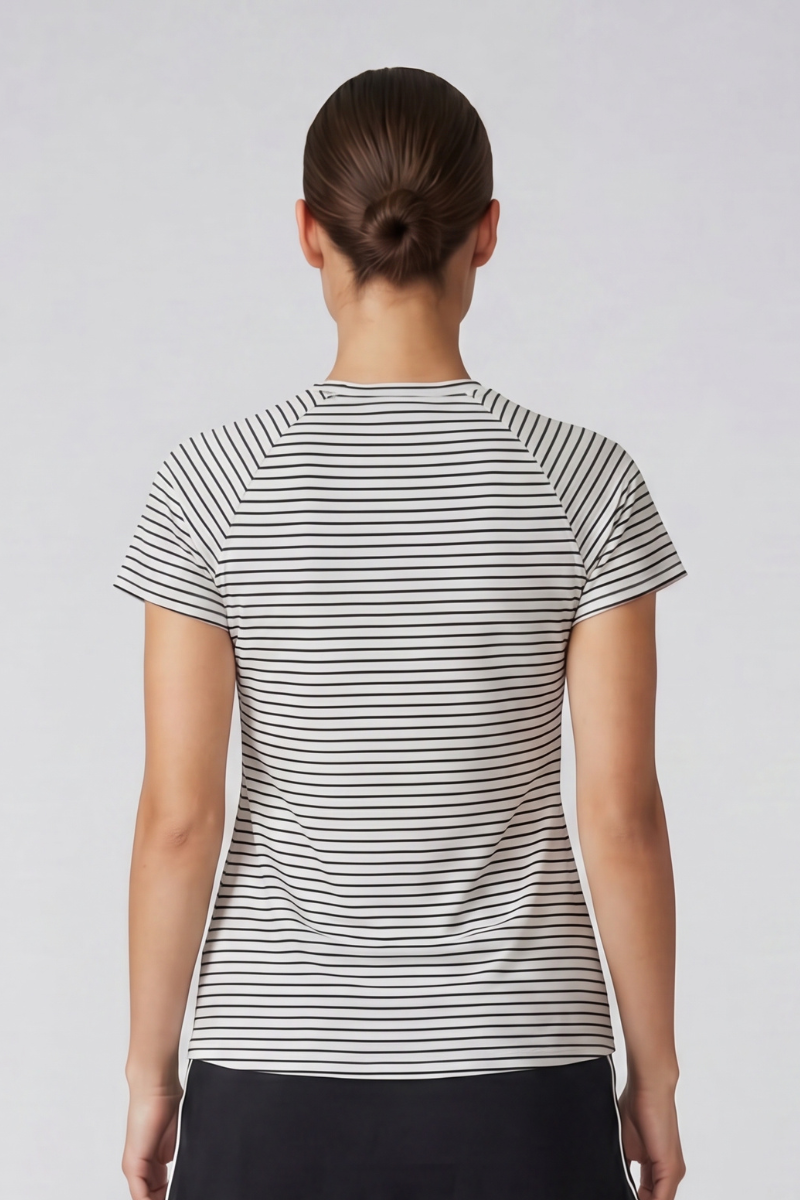 Women's Striped Color Block Raglan Athletic Yoga T-Shirt