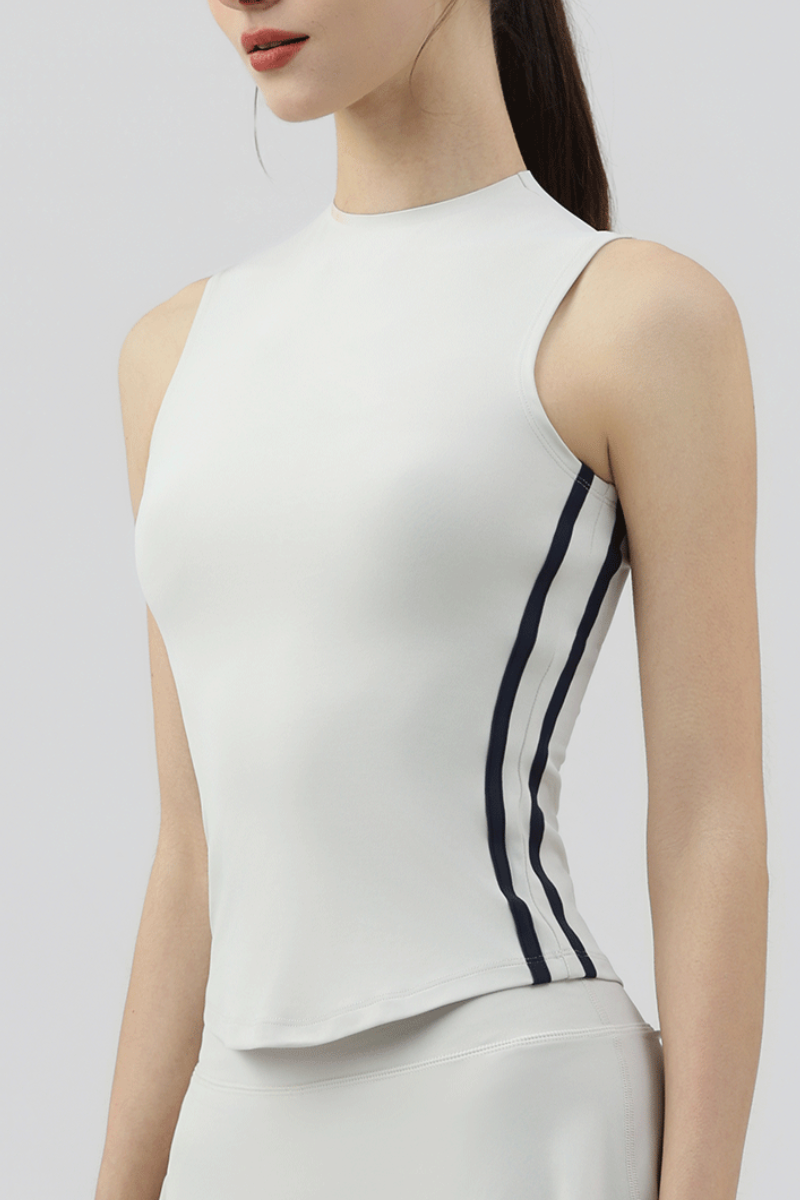 Women's Sleeveless Side Stripe Tennis Tank Top