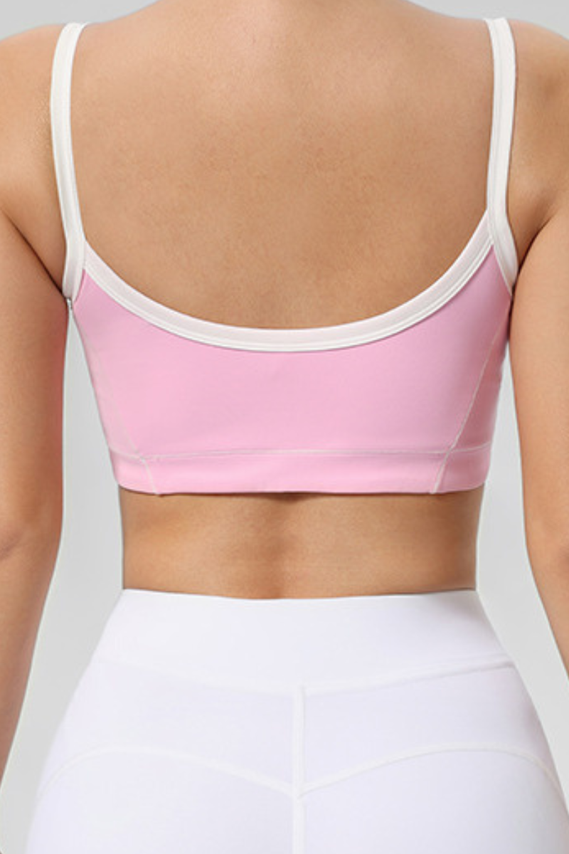 Women's high stretch U-neck sports bra.