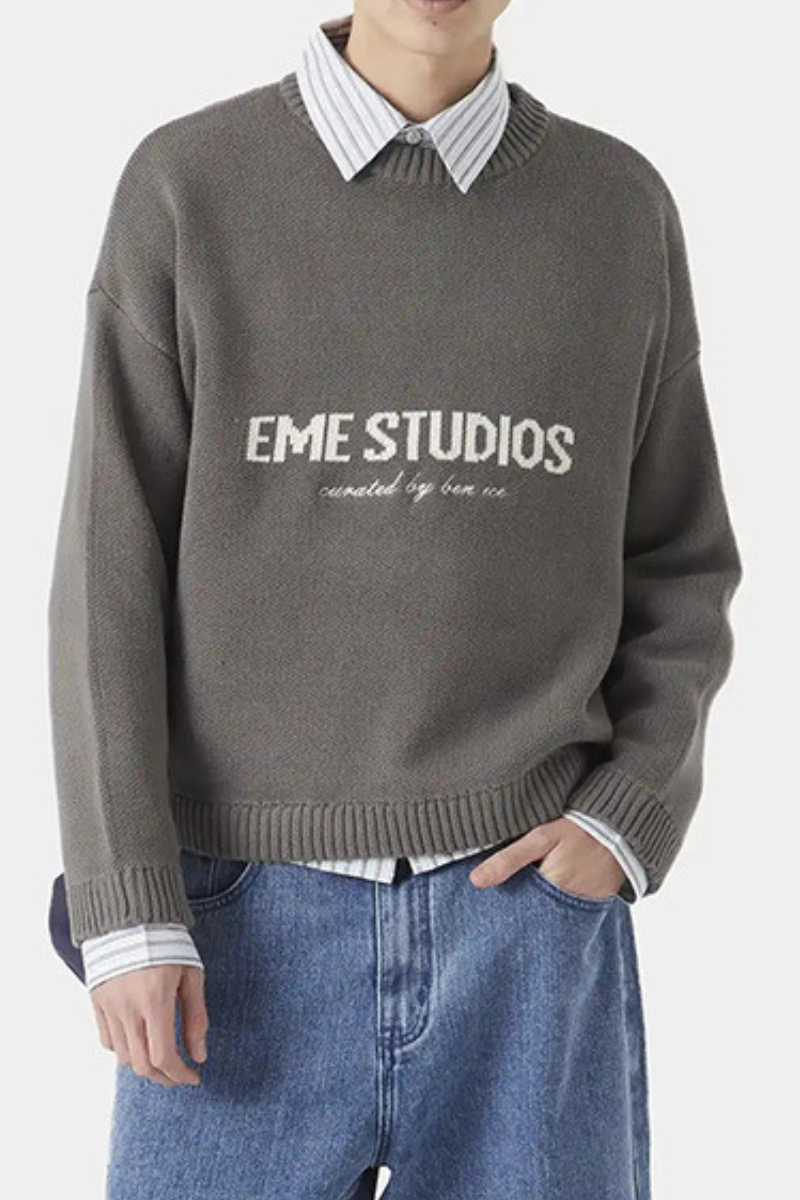 Letter-patterned jacquard sweater