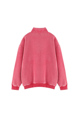 Unisex Fall Vintage Fleece Washed 1/4 Zip Mockneck Sweatshirt