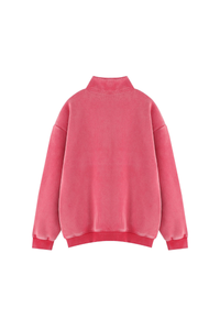 Unisex Fall Vintage Fleece Washed 1/4 Zip Mockneck Sweatshirt