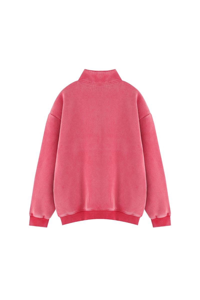 Unisex Fall Vintage Fleece Washed 1/4 Zip Mockneck Sweatshirt