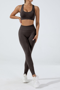 Women’s Athletic Seamless Set:U-neck Bra And Leggings