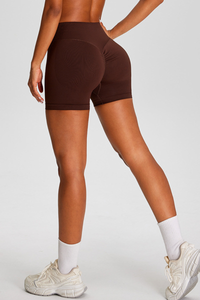 Women's Seamless Pleated Buttocks Lift Sports Yoga Shorts