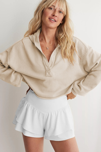 V-neck, pullover, long-sleeved shirt