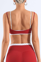 Women's Polka Dot Colorblock Two-Piece Look Thin Strap Bra