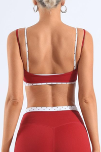 Women's Polka Dot Colorblock Two-Piece Look Thin Strap Bra