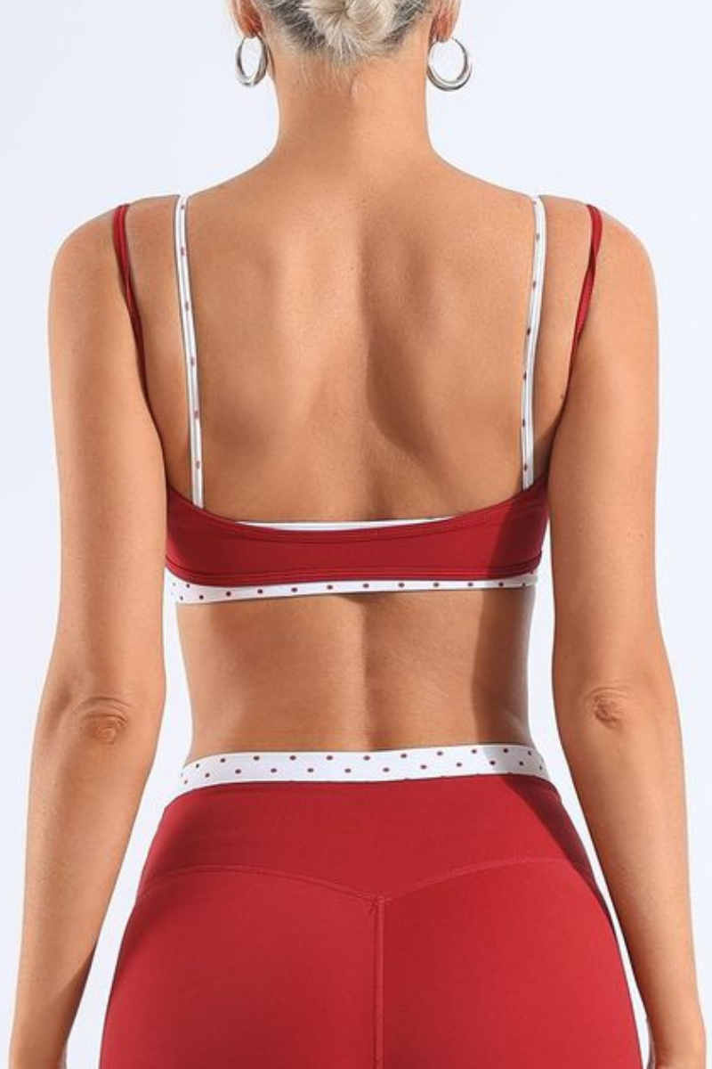 Women's Polka Dot Colorblock Two-Piece Look Thin Strap Bra