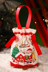 Christmas Canvas Gift Bag For Xmas Eve Apple Candy Wrapping