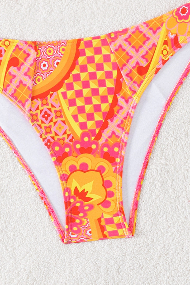 Women's Halter Triangle Cup Printed Bikini Set