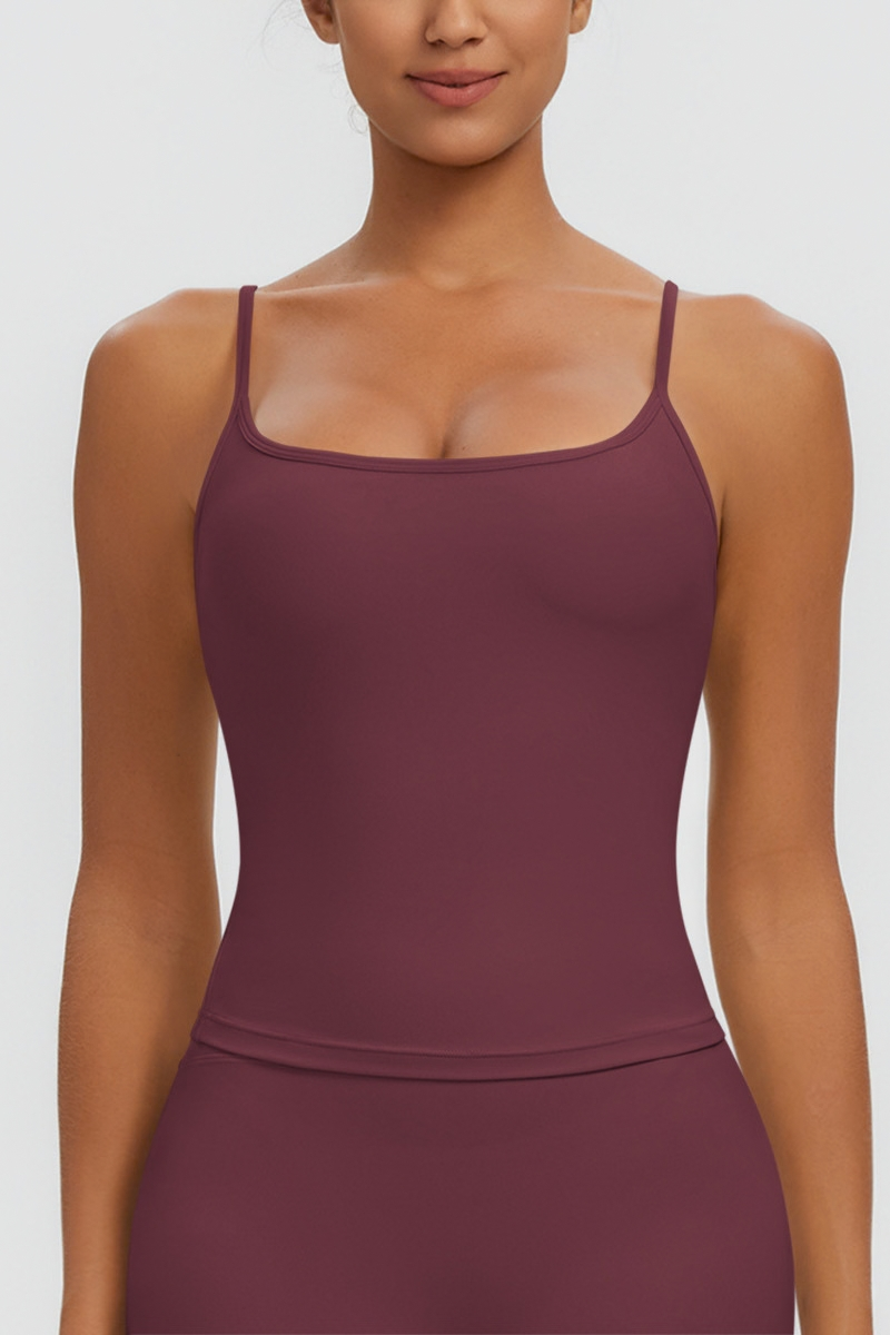 Women Square Neck Adjustable Thin Strap Workout Tank Top