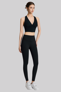 Women's Yoga Sets:Halter V-Neck Racerback Bra And Leggings