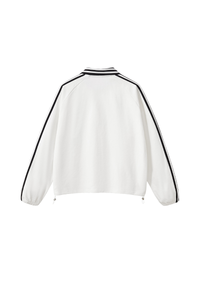 Unisex Preppy Fall 100% Cotton Side Striped Trim Sweatshirt