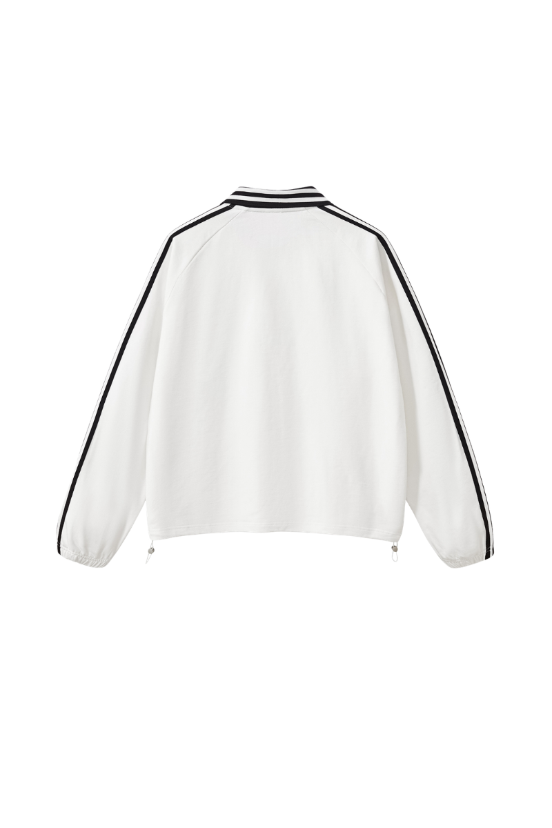 Unisex Preppy Fall 100% Cotton Side Striped Trim Sweatshirt