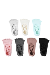Women's Solid Color Strappy Open-Toe Yoga Grip Socks