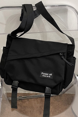 Unisex Streetwear Nylon Color-Block Flap Crossbody Bag