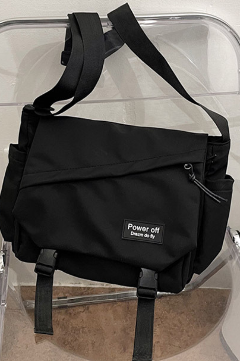 Unisex Streetwear Nylon Color-Block Flap Crossbody Bag