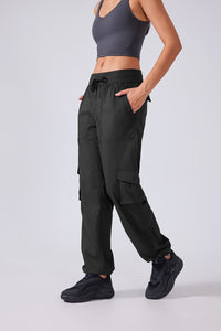 Women Lightweight Quick Dry Multi-Pocket Outdoor Running Sports Fitness Workwear Wide Leg Casual Pants