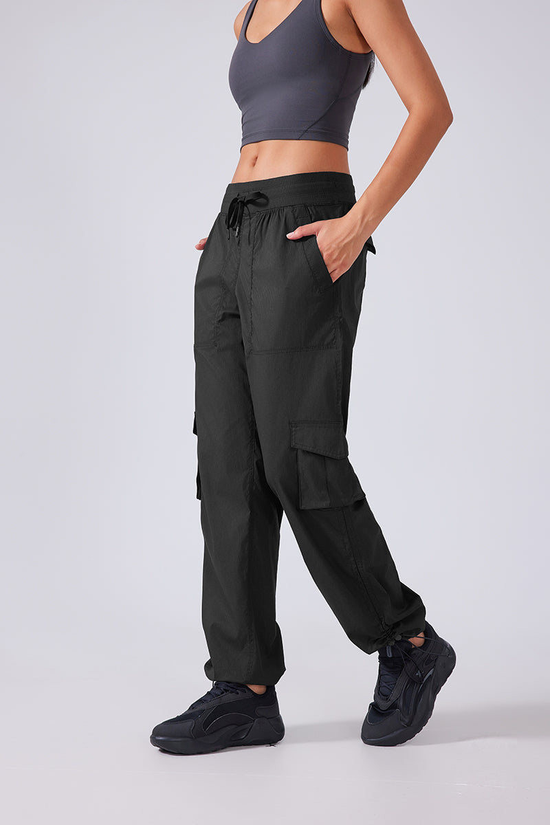 Women Lightweight Quick Dry Multi-Pocket Outdoor Running Sports Fitness Workwear Wide Leg Casual Pants