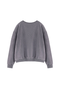 Women's Fall Raw Edge Neck Kangaroo Pocket Sweatshirt