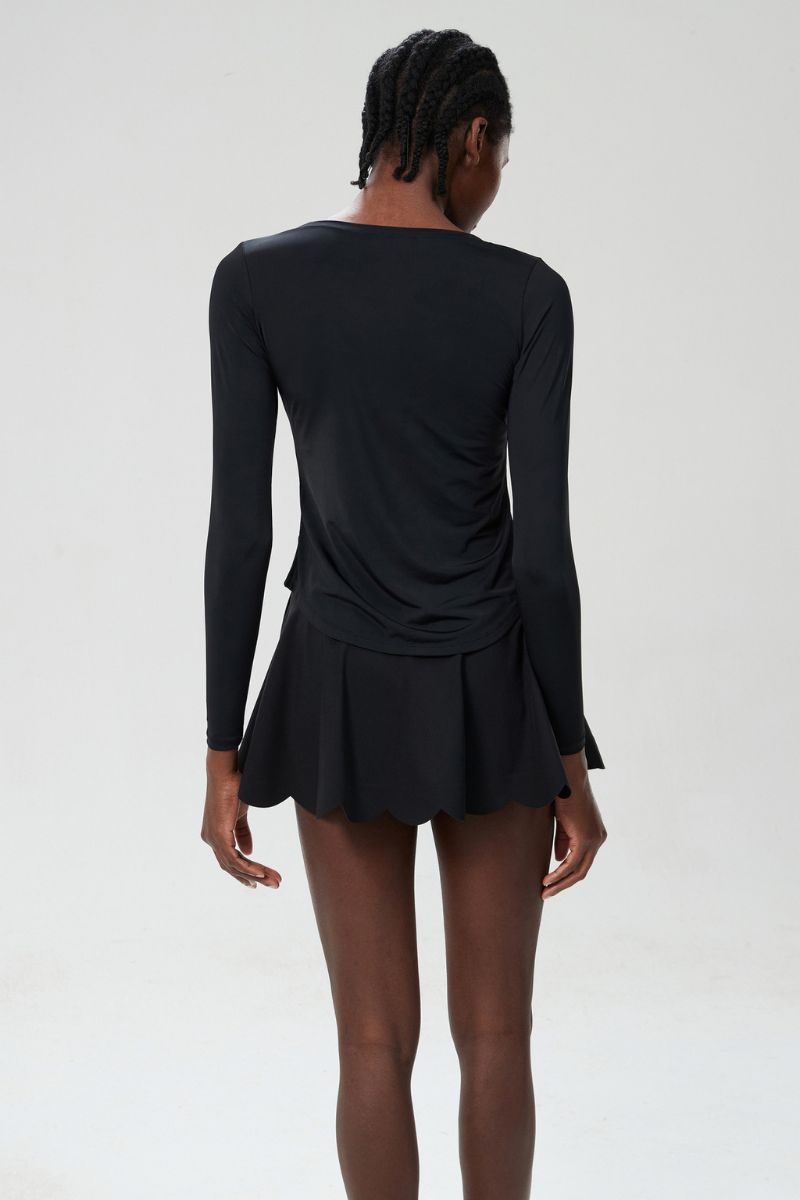 Women Plus-Size Sun Protection Slim-Fit Long Sleeve & Waist-Flutter Skort Sport Set