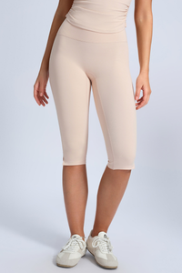 Women's High Waist Capri Leggings with Side Slit at Hem