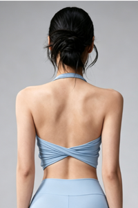 Women's Halterneck Twist Back Yoga Sports Bra