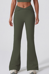 Women's Athletic Twist Front High-Stretch Yoga Flared Pants