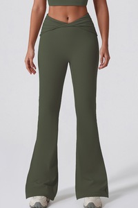 Women's Athletic Twist Front High-Stretch Yoga Flared Pants