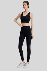 Women's Athletic Sets:U-neck Bra And Mesh-Panel Leggings