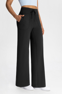 Slouchy drawstring athletic straight-leg pants