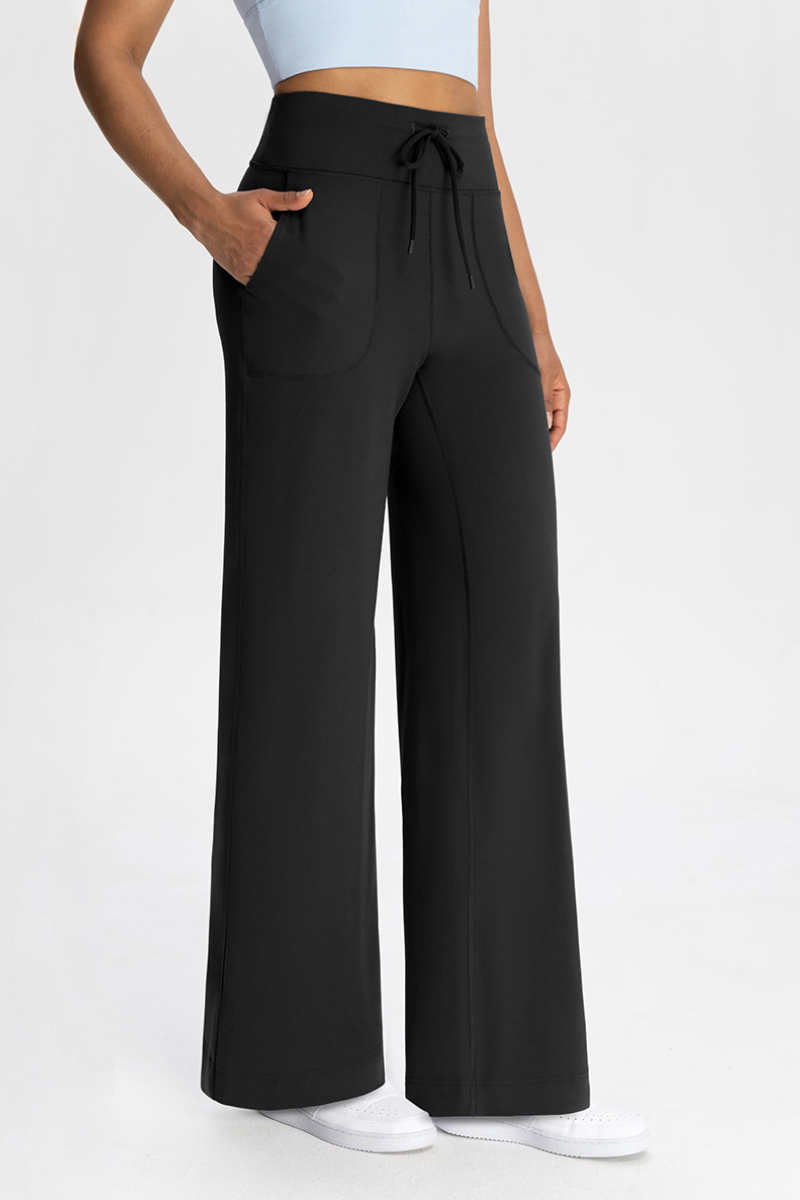 Slouchy drawstring athletic straight-leg pants