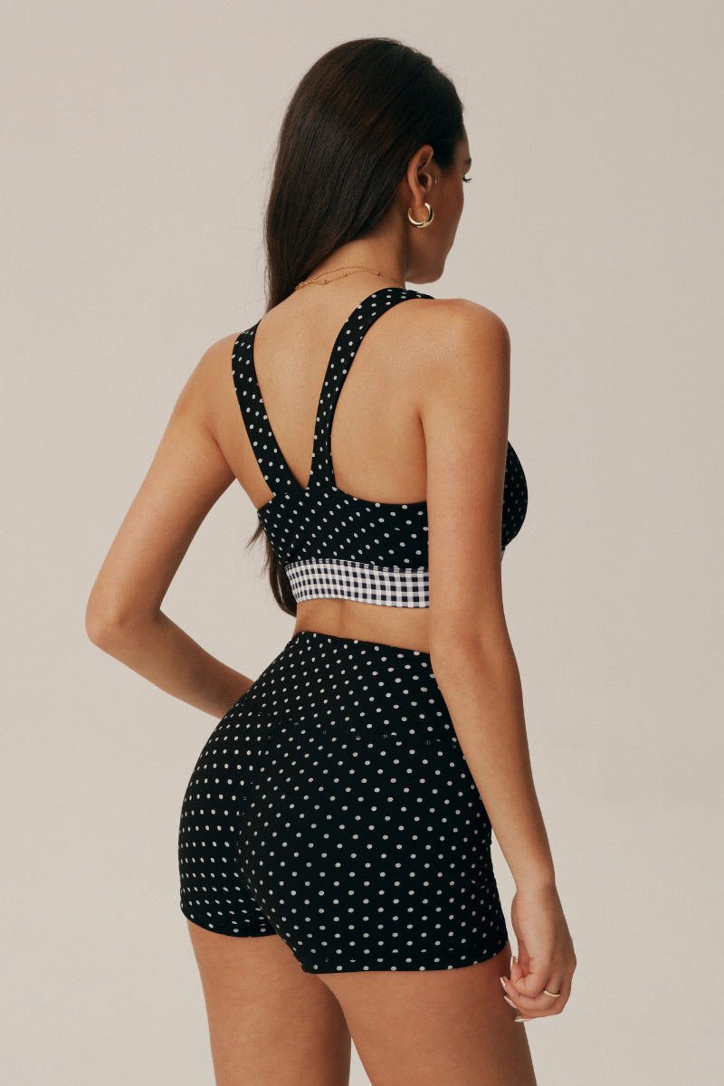 Women's Vintage Polka Dot Bra and High Waist Shorts Yoga Set