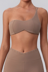 Women's Asymmetric One-Shoulder Naked Feel Sports Bra