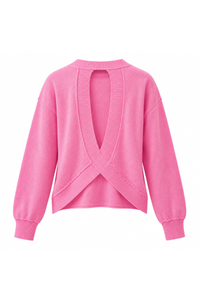 Women's Solid Back Crisscross Cutout Loose Knit Sweater
