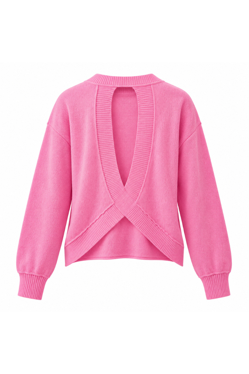 Women's Solid Back Crisscross Cutout Loose Knit Sweater