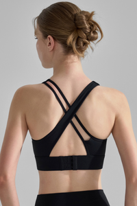 Women's U-Neck Asymmetric Cross-Back Solid Sports Yoga Bra