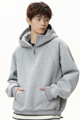 Men's Fall/Winter Fleece-Lined Half-Zip Hooded Sweatshirt