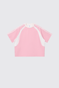 Women's 260g Cotton Mesh Stripe Patch Tee