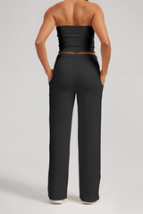 Corset-style top + wide-leg pants casual set