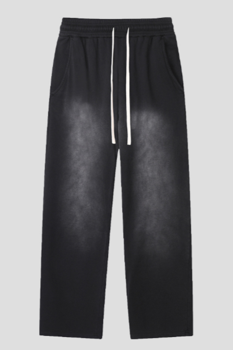 Rustic-style straight-leg long pants