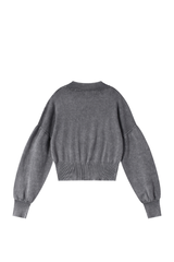 Women's Fall 100% Cotton Rib Hem Balloon Sleeves Sweatshirt