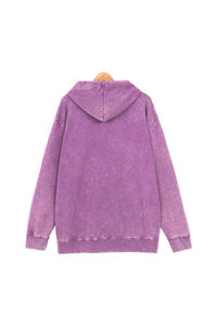 Unisex Fall Washed Vintage Zip-Up Hooded Sports Jacket