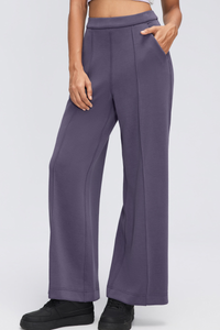 Women's Fall Center Pleat Hidden Card Pocket Wide Leg Pants