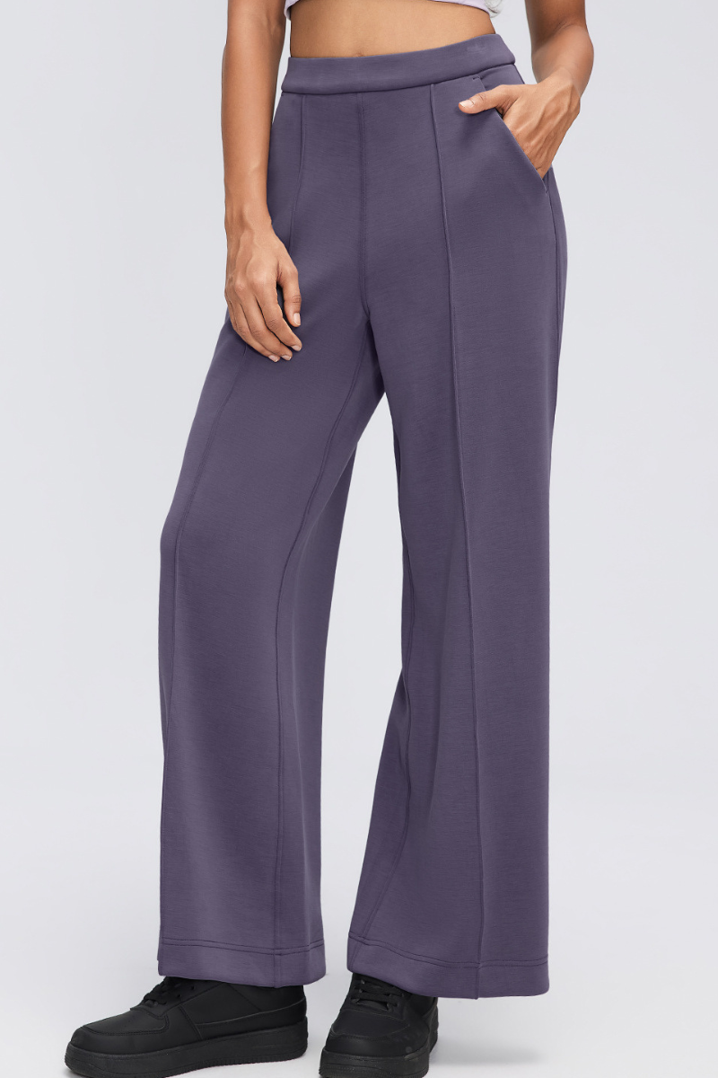 Women's Fall Center Pleat Hidden Card Pocket Wide Leg Pants