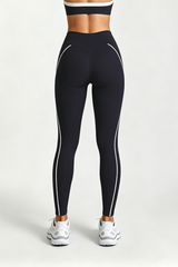 Women's Athletic Twist-Waist Contrast Stripes Leggings