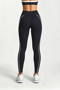Women's Athletic Twist-Waist Contrast Stripes Leggings