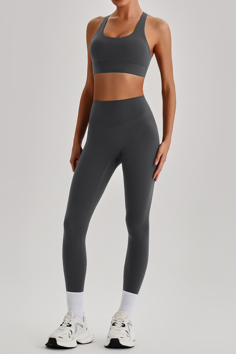 Women's Wide Strap Sports Bra & No Front Seam Leggings Set
